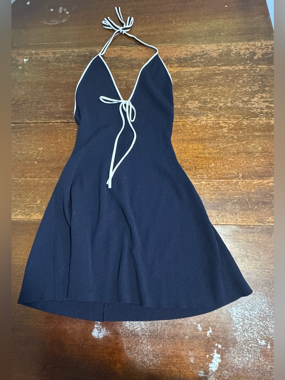 wild fable Navy Halter Mini Dress with White Trim